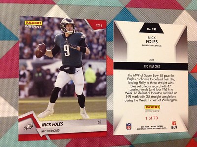  Nick Foles Eagles #241 Red Version Playoffs 2018 Panini Instant NFC WILD CARD