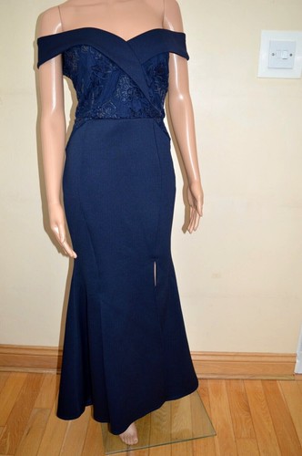 New Lipsy Petite Navy Sequin Lace Fishtail Maxi Sz UK 14 Petite - Picture 4 of 8
