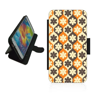 Retro 70er Jahre Handyhülle Wallet Flip Cover Muster für iPhone Samsung RET1 Blume
