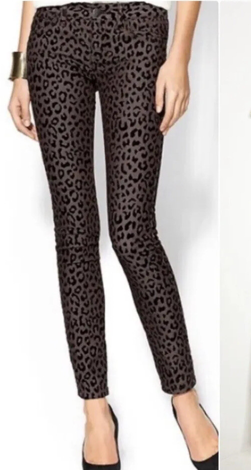 Free People Women 25 Brown/black Animal Print Leopard Skinny Jeans N