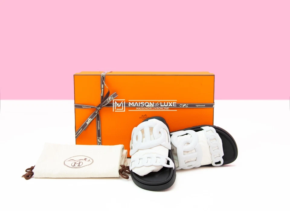 NEW HERMES 28% OFF WHITE EXTRA 36 SANDAL SHOES MULES SLIPPERS SNEAKER FLATS