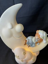 Vintage Teddy Beddy Bear Moon Nightlight Nursery Lamp Enesco 1982