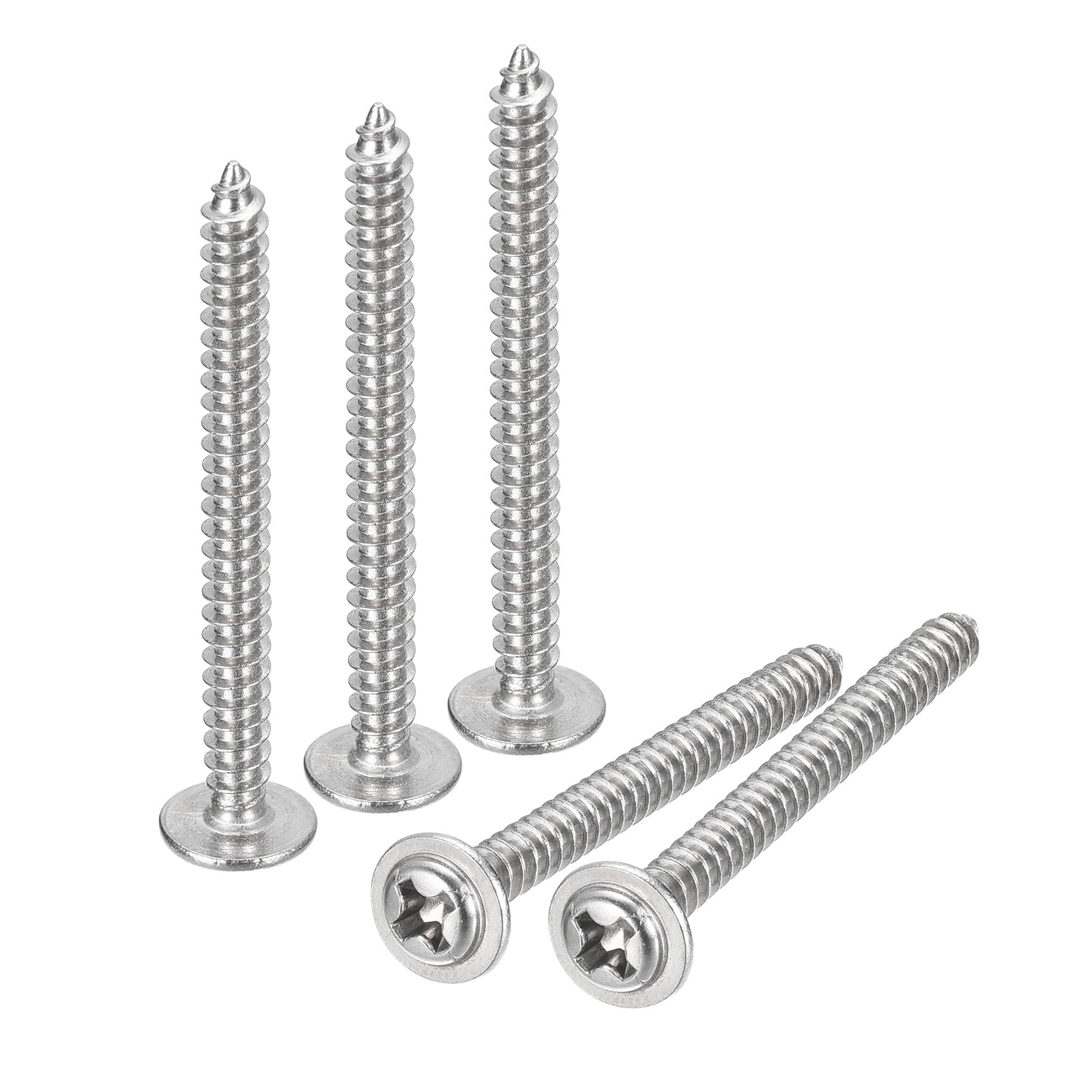 ST3x30x7mm Phillips Pan Head Self-tapping Screw with Washer, 100pcs (Silver)