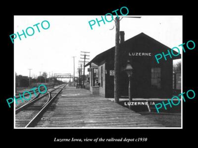 OLD 6 X 4 HISTORIC PHOTO OF LUZERNE IOWA, THE RAILROAD DEPOT STATION c1930