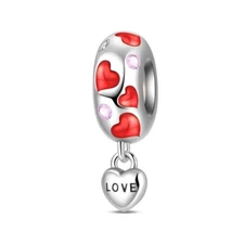 KUNSIR 925 Sterling Silver Sentiment Love Heart Bead Charm For Bracelet DIY Gift