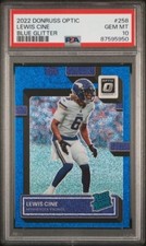 Lewis Cine 2022 PANINI DONRUSS OPTIC BLUE GLITTER RATED ROOKIE CARD PSA 10!