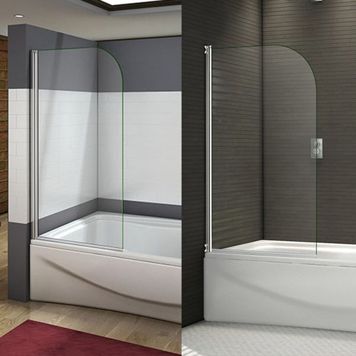 NEW DESIGN 180° Pivot Radius Safety Glass Over Bath Shower Screen Door ...