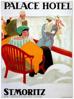 2537.Palace hotel St,Moritz in Switzerland travel Poster.Home decor interior