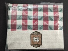 Village Square Watermelon Red And Green Gingham Tablecloth 52×84 Made In USA