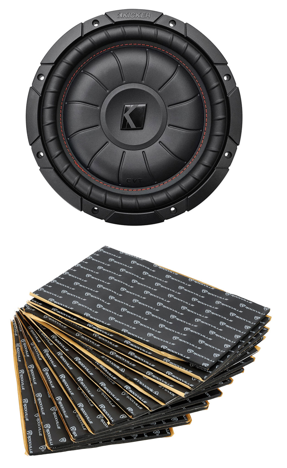 Автомобильный сабвуфер Kicker 43CVT104 COMPVT мощностью 800 Вт с 10-дюймовым шумоподавлением Rockmat 27090₽