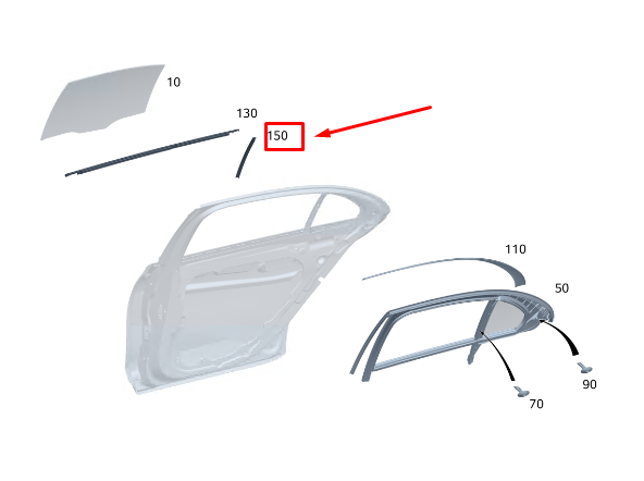 Neu MERCEDES-BENZ S W223 Fensterteiler für die hintere rechte Tür A2237305400