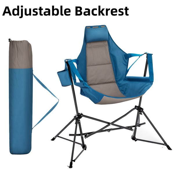 Hamaca Silla de Camping Exterior Ajustable Plegable Columpio Silla con Portavasos y Bolsa