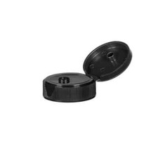  100 Plastic Hinged or Flip Top Lined Caps - Black for PET 38/400 .250
