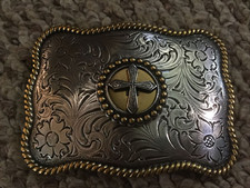 Vintage Nocona Western Style Cross / Crucifix Belt Buckle