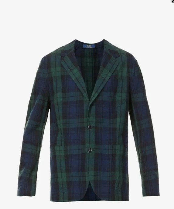 Polo Ralph Lauren Men's Blue/Green Plaid Blazer Jacket Size 40 S (Large) BNWT