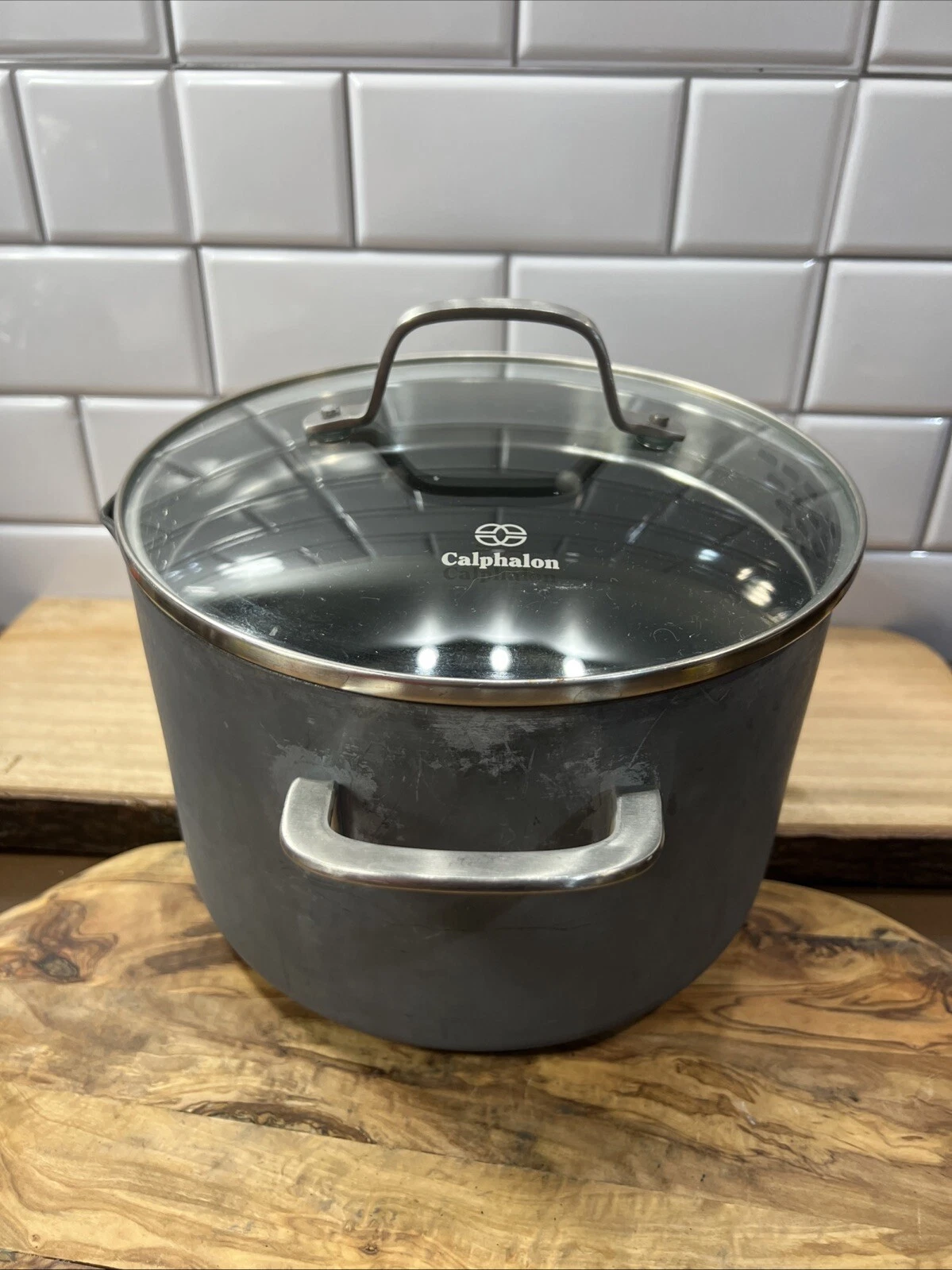 Calphalon Classic #806 6 QT 5.6L #2421 Dual Pour with Glass Strainer Lid 1085220