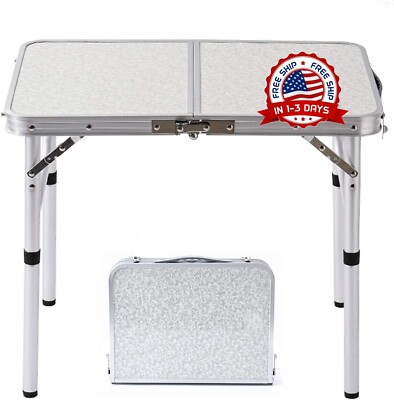 Mesa de Camping Plegable con Altura Ajustable Ligera Portatil para Picnic Playa