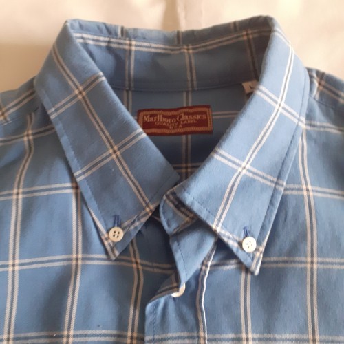 MARLBORO CLASSICS Herren blau kariertes Button Down Langarm Hemd Größe Large - Bild 8 von 9