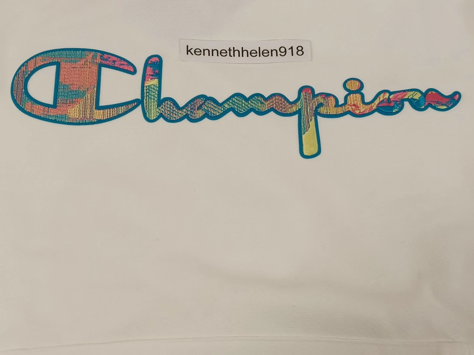 OFF WHITE FELPA CON CAPPUCCIO CHAMPION REVERSE WEAVE LOGO MARMO APPLIQUE BIANCO PANNA UOMO TAGLIA MEDIA
