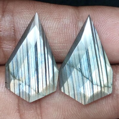 Exquisite Labradorite Cabochon Duo - Enhance Your Creations with Nature's Magic