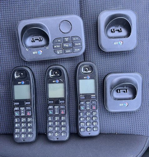 BT 3920 trio of Digital Cordless Phones with Answering Machine, as Photos Shown
