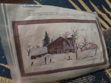 Vintage 1979 Columbia Minerva Stitchery Kit 12x22 Barn Scene 7294