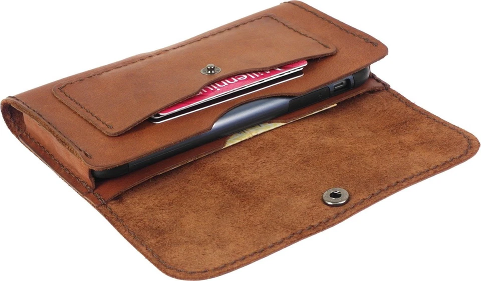 HANDCRAFTED OF FINEST LEATHER WAIST POUCH CASE COVER PLUS CARD POCKETS FOR PHONE - Image 3 of 4