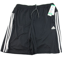 ADIDAS 3-Stripe Size XL Black /White Stripes 2 Zippered Front Pockets Men Shorts