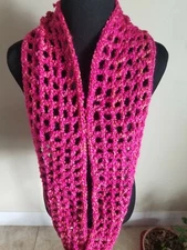 Chunky Infinity Scarf Hot Pink Soft And Cozy, Hand-crocheted Gifts 