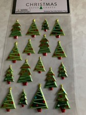 CHRISTMAS PAPER CRAFTS CHRISTMAS TREE PUFFY STICKERS 17PCS BRIGHT GREEN TREES