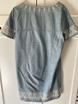 madewell embroidered chambray tunic dress Denim Chambray Button Up w/ Embroidered Back Detail -S