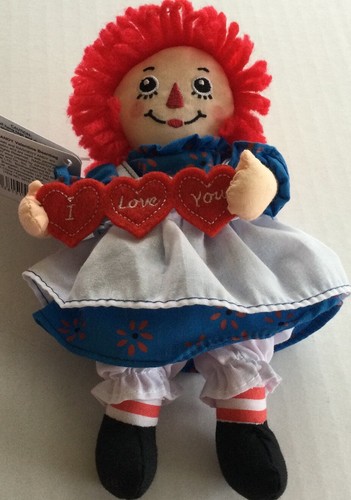 Raggedy Ann Mini Doll Plush Beanbag I Love You Heart Banner NEW w/ Tag - Multi