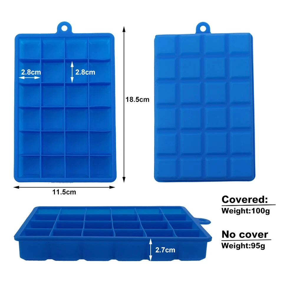 Ice Cube Tray Silicone 24 Grid Square Mold with or without Lid for Bar DIY 1pc - Image 2 of 4