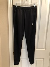 Women's ADIDAS Black Skinny Track Pants w/ 3 Black Stripes - Size Small 8-10