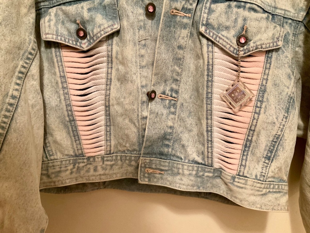Vintage 90s Y2K LA Gear Cropped Stonewashed Jean Denim Jacket Sz L