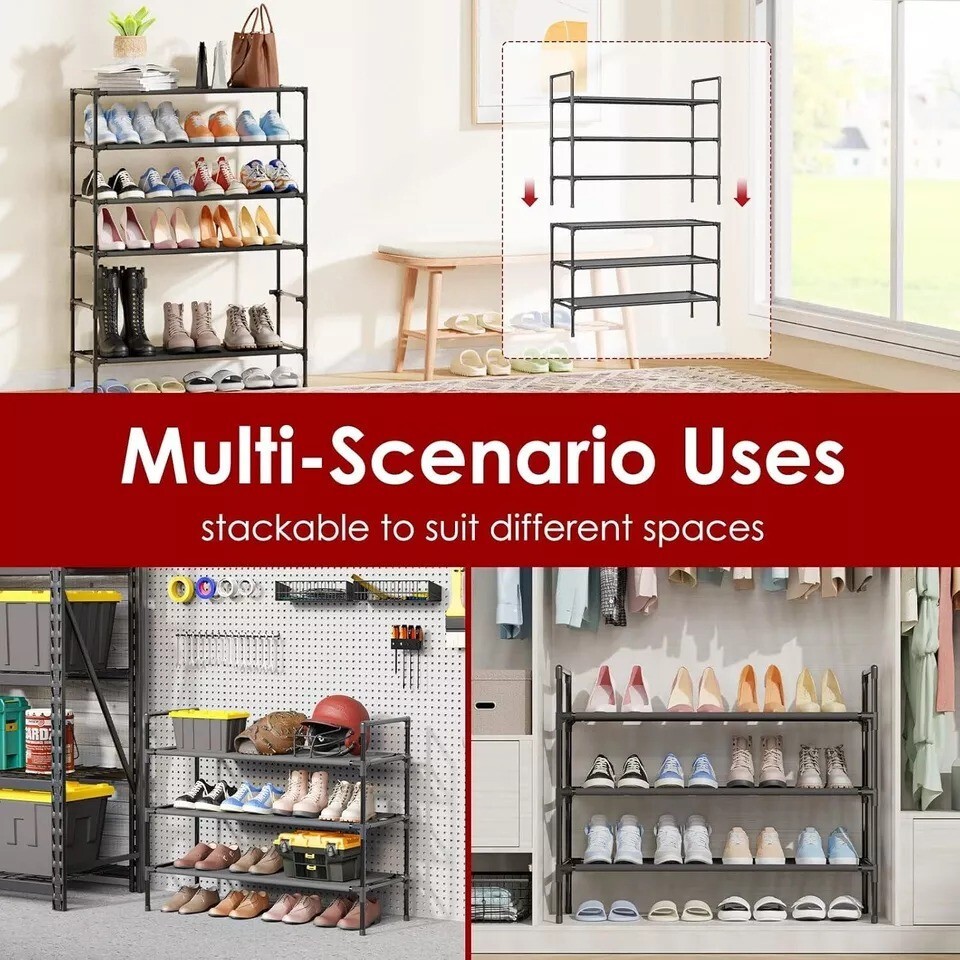 Shoe Rack with Non-Woven Fabric - X-Large Organizer, X-Large, Black 