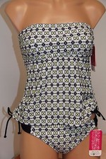 NWT Hula Honey Swimsuit Tankini 2pc set Sz M Strapless Multi