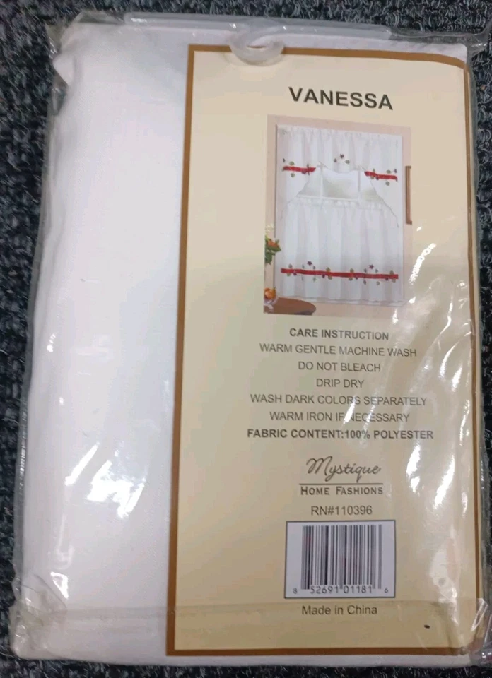 Juego de 3 cortinas de cocina Vanessa Mystique Home Fashions crema floral Foto 3 de 4