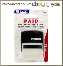 BAZIC Paid Self Inking Rubber Stamp (Red Ink), Stamp Impression Size 1.41" x ...