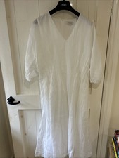 Autograph M&S White Ivory Ramie Dress Fully Lined Beautiful Size 12/14