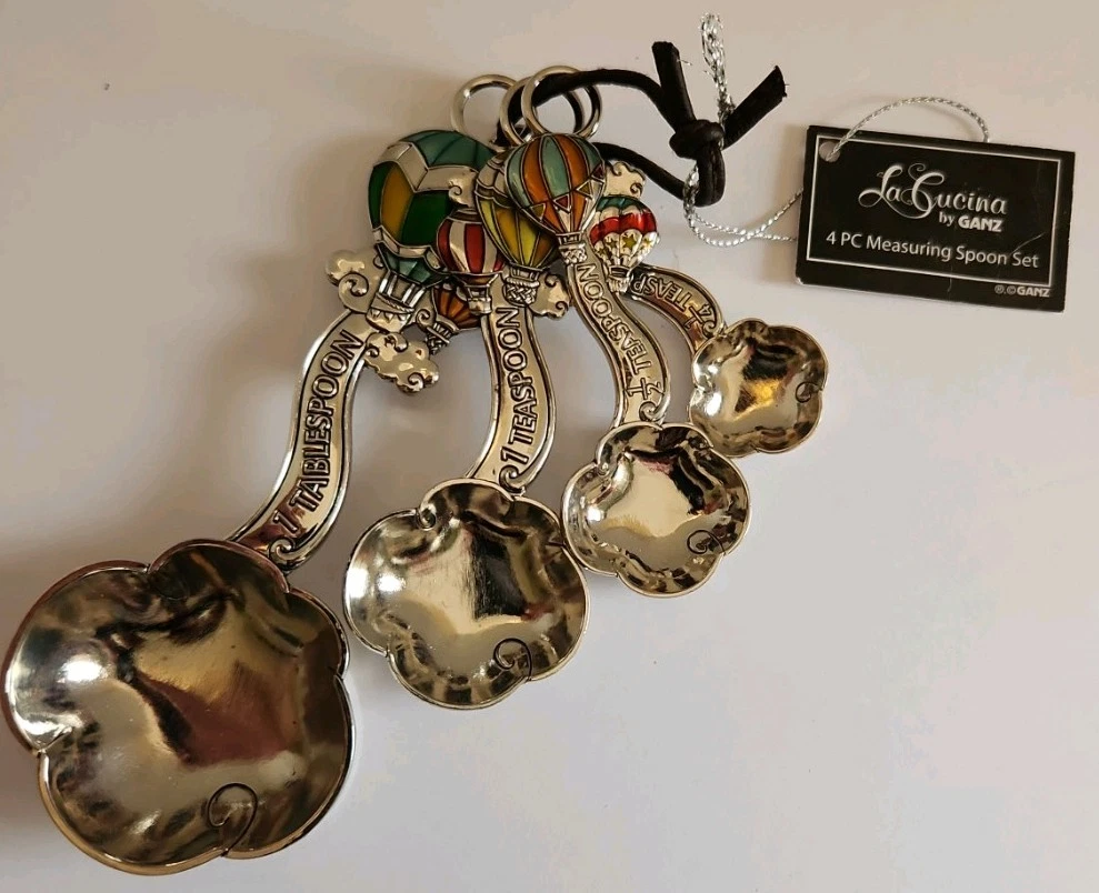 La Cucina By Ganz 4-piece Measuring Spoon Set - Hot Air Balloon Design - New