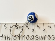 Keychain Pool billiard 10 Ball New 10 Blue/white tinietreasures mini