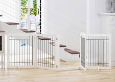 Pet Gate-Freestanding Dog Gate Indoor with Door 96" Wide 30" Tall Extra Wide