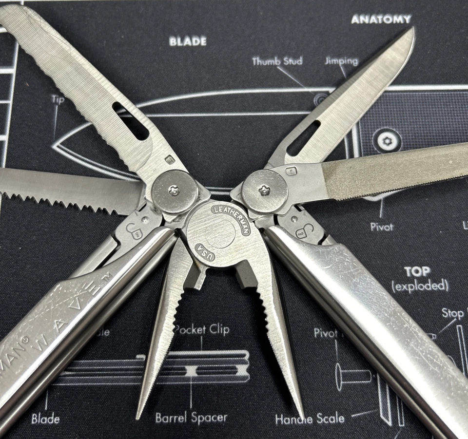 Leatherman Wave Original Acero Inoxidable En muy buen estado Usado De Colección Retirado 0200 Herramienta Solo LIMPIO Foto 2 de 4