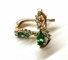 1Ct Marquise Cut Lab-Created Emerald Stud Wedding Earrings14k Yellow Gold Plated