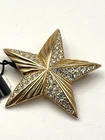 SWAROVSKI Brooch Signed Star w/Clear Crystals Gold-Tone w/Swan Stamp And Tag