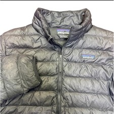 Patagonia Down Full Zip Youth XL 14 Black Puffer Jacket coat flaws