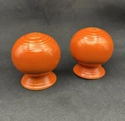Vintage Fiesta Ware Tangerine Orange Salt & Pepper Shakers Ball Round Shape