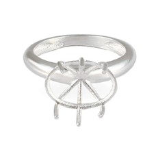 10x14 mm Oval 6 Prong Setting Semi Mount Wedding Ring 925 Sterling Silver