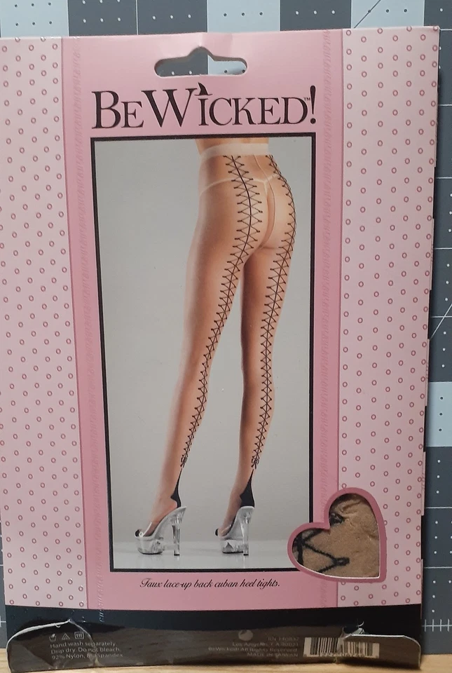 MALLAS DE TACÓN CUBANO CON CORDONES Be Wicked TALLA ÚNICA Nude/Negro Foto 2 de 4